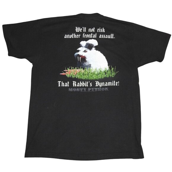Vintage 2001 Monty Python T-Shirt Adult XL Black Graphic Rabbit Holy Grail - Picture 1 of 6